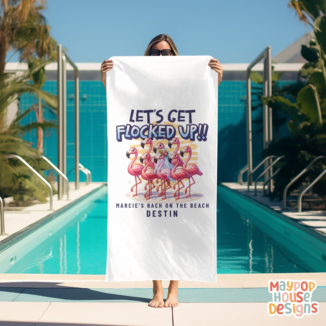 Personalized Bachelorette Beach Towel, Customized Bridesmaid Gift, Matching Beach Towel for
