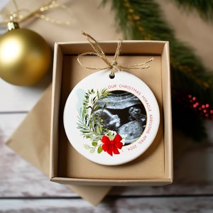 Baby Ultrasound Ornament, Custom Pregnancy Announcement Ornament, New Baby Ultrasound Ornament, Gift for Grandparent, Babys First Christmas