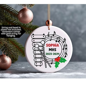 Personalized Percussion Christmas Ornament, Percussion Ornament, Custom Marching Band Gift, Band Keepsake, Custom Percussion Gift, Marimba