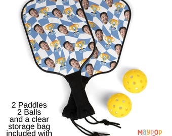Custom Photo Pickleball Paddle for Dad, Pickleball Gift for Husband Grandpa, Personalized Funny Photo Pickleball Gift Set
