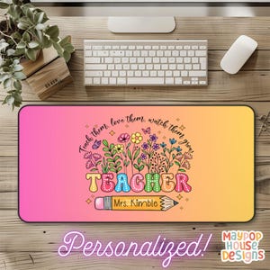Cute Desk Mat for Teachers, Extra Large Deskmat Teacher Gift, Teacher Mouse Pad for Back to School, Personalized Teacher Gift