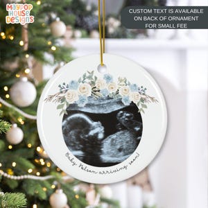 Baby Ultrasound Ornament, Custom Pregnancy Announcement Ornament, New Baby Ultrasound Ornament, Gift for Grandparent, Babys First Christmas
