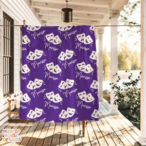 Personalized Theater Kid Blanket, Gift for Actor Actress, Musical Theater Gift Idea, Broadway Theatre Lover Gift, Drama Teacher Gift