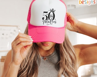 50th Birthday Trucker Hat, 50 and Fabulous Hat, 50th Birthday Gift, 50th Birthday Crew, 50th Birthday Party Group Hats