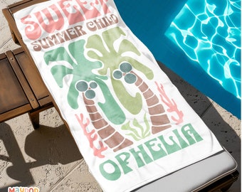 Personalized Beach Towel Gift for Tween, Kids Name Beach Towel, Kids Summer Beach Towel, Customized Pool Towel Birthday Gift for Teen Girl