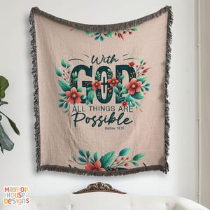 Christian Blanket Gift for Her, Bible Verse Woven Blanket, Inspirational Gift for Women, Faith-Based Throw Blanket