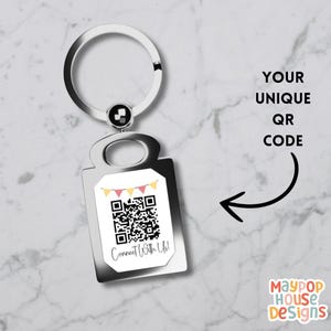 QR Code Keychain, Personalized Custom Keyring, Business Marketing Gift, Metal Keychain for Music,Payment Links, Social Media, or Websites