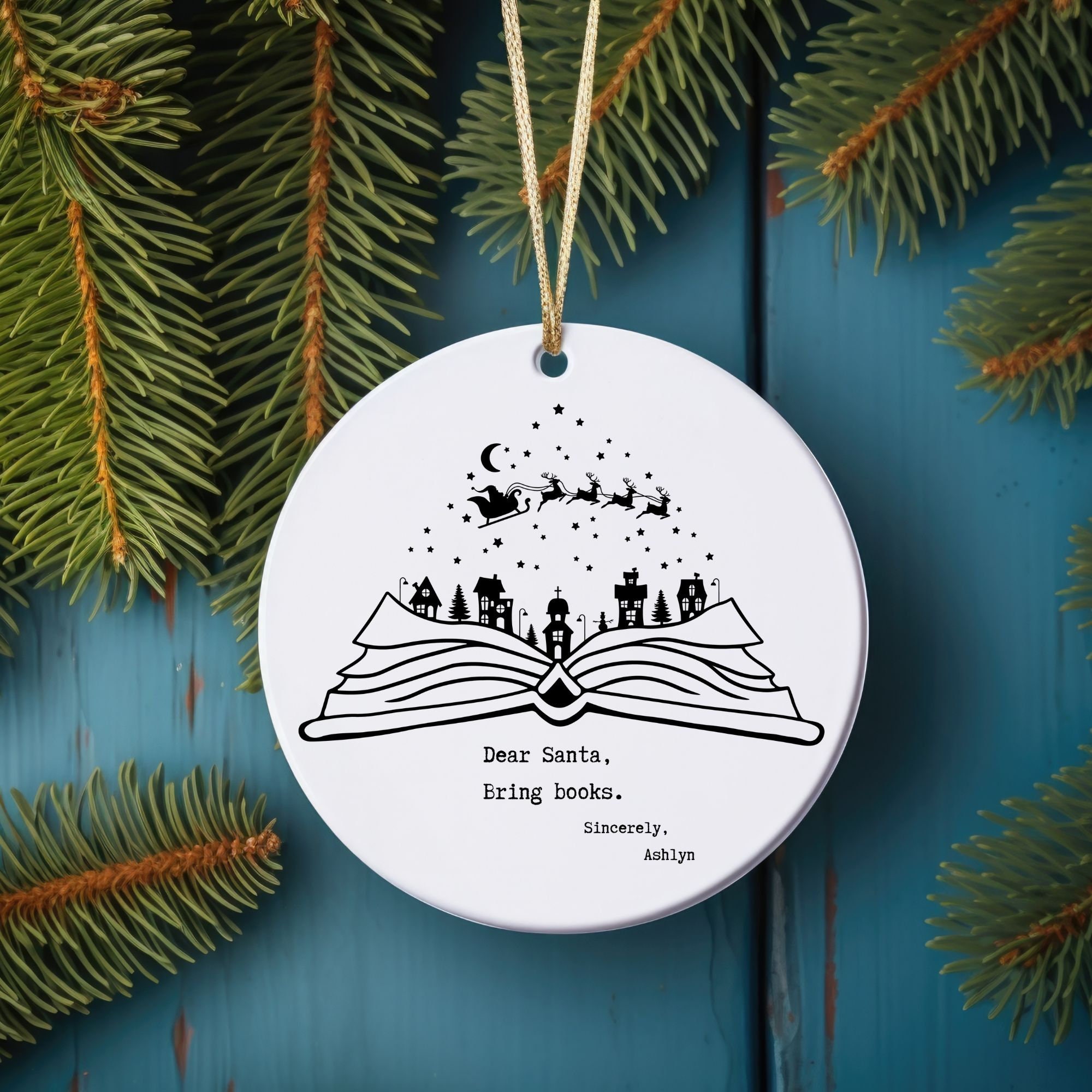 Personalized Book Christmas Ornament, Book Lovers Gift, Librarian