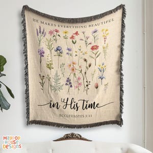 Christian Blanket Gift for Her, Bible Verse Woven Blanket, Inspirational Gift for Women, Faith-Based Throw Blanket