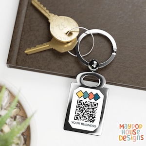 QR Code Keychain, Personalized Custom Keyring, Business Marketing Gift, Metal Keychain for Music,Payment Links, Social Media, or Websites