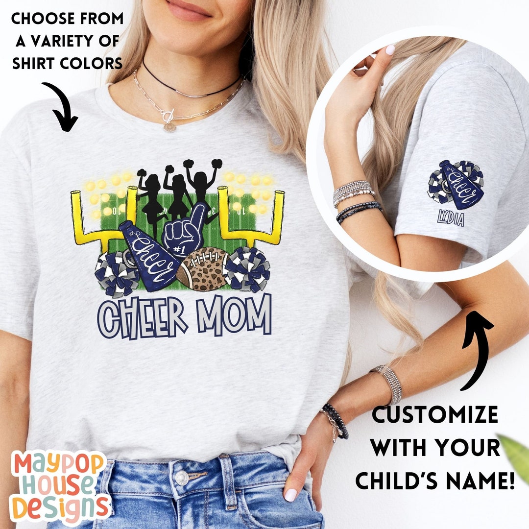 Custom Cheer Mom Shirt, Personalized Cheerleader Mama Tshirt With ...