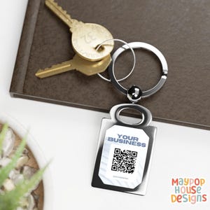 QR Code Keychain, Personalized Custom Keyring, Business Marketing Gift, Metal Keychain for Music,Payment Links, Social Media, or Websites