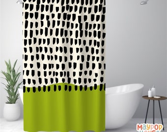 Retro Mid Century Modern Shower Curtain, Colorful Bathroom Decor, Atomic Era Bathroom Curtain, Minimalist Mid-Century Bath