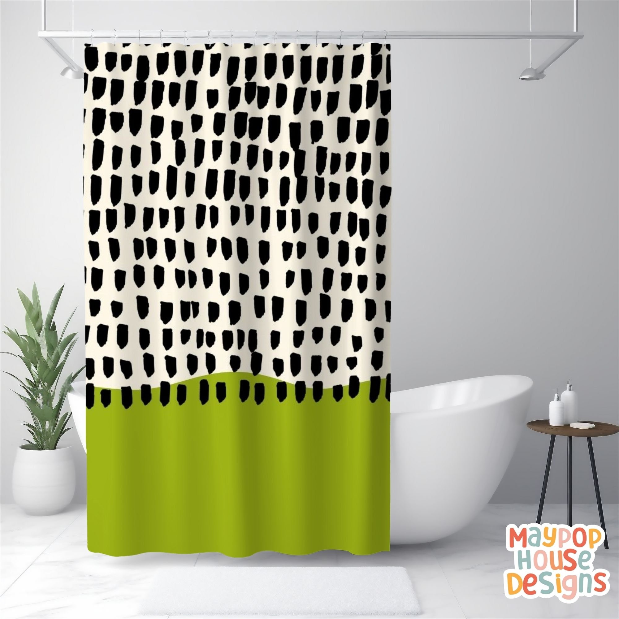 Retro Mid Century Modern Shower Curtain, Colorful Bathroom Decor, Atomic Era Bathroom Curtain, Minimalist Mid-Century Bath