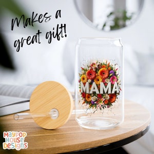 Personalized Glass Tumbler Gift For Mom For Mother&#39;s Day Gifts For Mom Custom 16 Oz Coffee Tumbler Glass Cup With Bamboo Lid and Straw