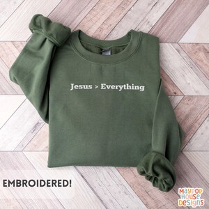 Christian Embroidered Sweatshirt, Jesus Sweatshirt, Faith Crewneck, Neutral Christian Sweater, Bible Verse Sweatshirt, Gift for Women & Men