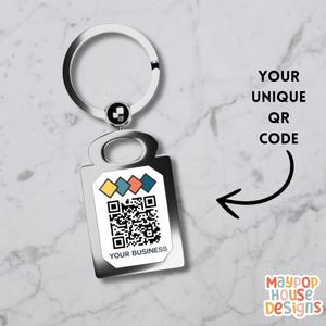 QR Code Keychain, Personalized Custom Keyring, Business Marketing Gift, Metal Keychain for Music,Payment Links, Social Media, or Websites