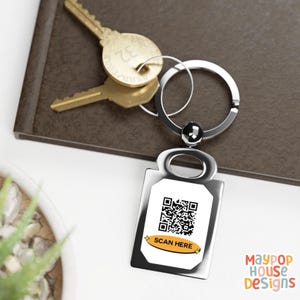 QR Code Keychain, Personalized Custom Keyring, Business Marketing Gift, Metal Keychain for Music,Payment Links, Social Media, or Websites