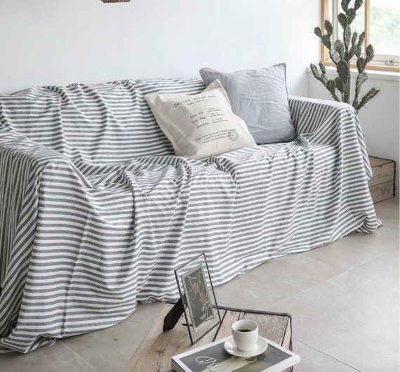 Cotton Couch Cover Linen Bedspread Natural Sofa Cover Etsy