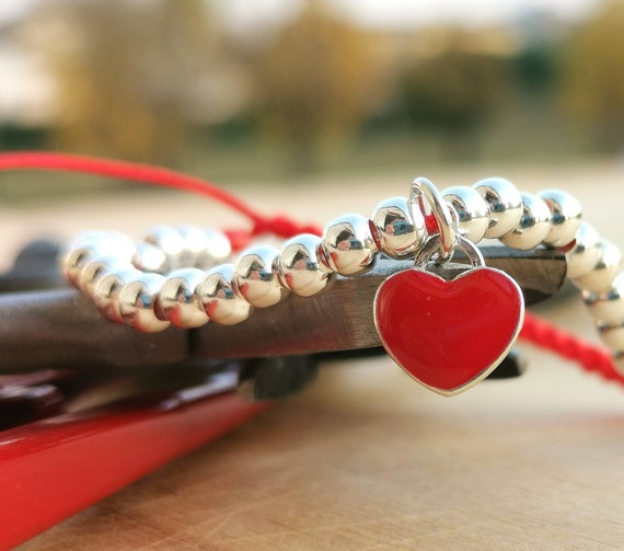 Sterling Silver Heart Bracelet. Sterling Silver Ball Bracelet
