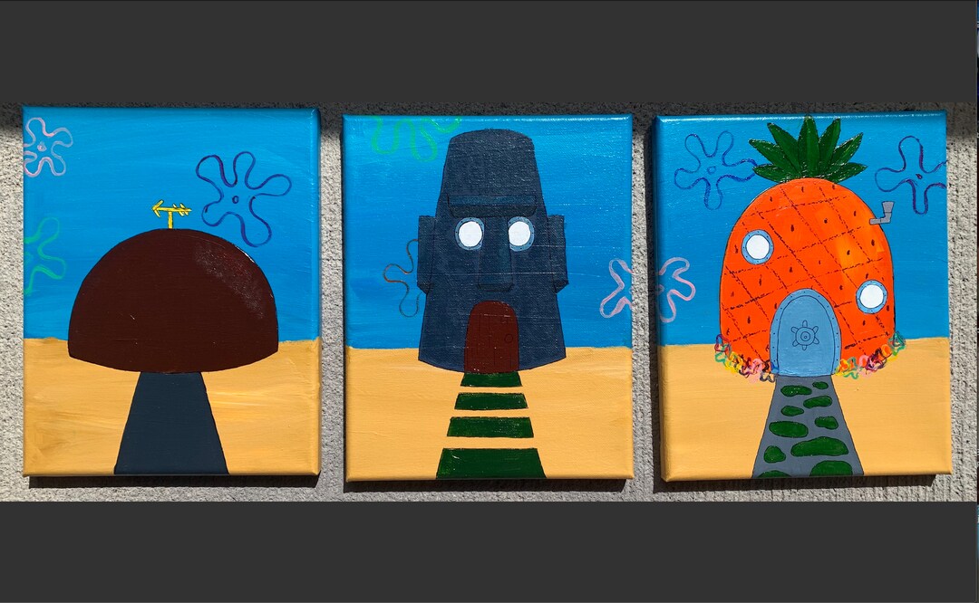 Spongebob Neighborhood Paintings Artwork Etsy