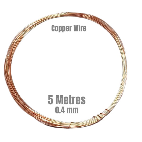 Non tarnish copper wire, 0.4mm 5 metres, wire findings, modelling wire wrapping supplies, bead wire, wire for jewellery wrapping