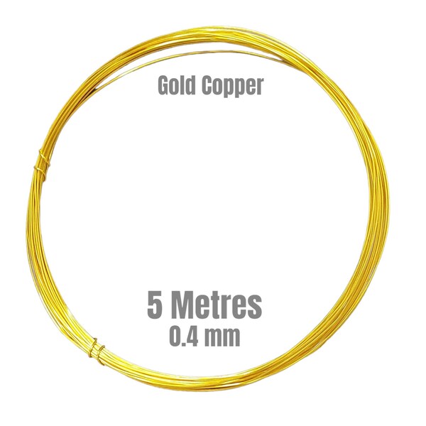 Gold copper wire, 0.4mm 5 metres, tree sculpture wire, jewelry craft wire, modelling wire wrapping supplies, non tarnish copper, beading