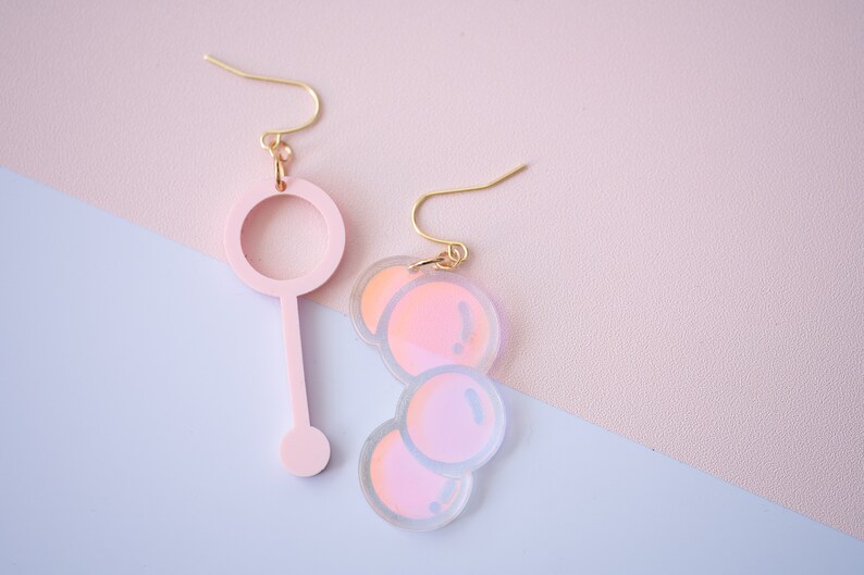 Whimsical Bubble Wand Spring Earring SVG for laser cutters image 3