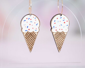 Boucles d’oreilles SVG cornet de crème glacée d’été pour découpeurs laser