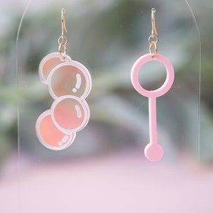 Whimsical Bubble Wand Spring Earring SVG for laser cutters image 1