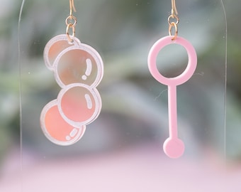 Whimsical Bubble Wand Spring Earring SVG for laser cutters