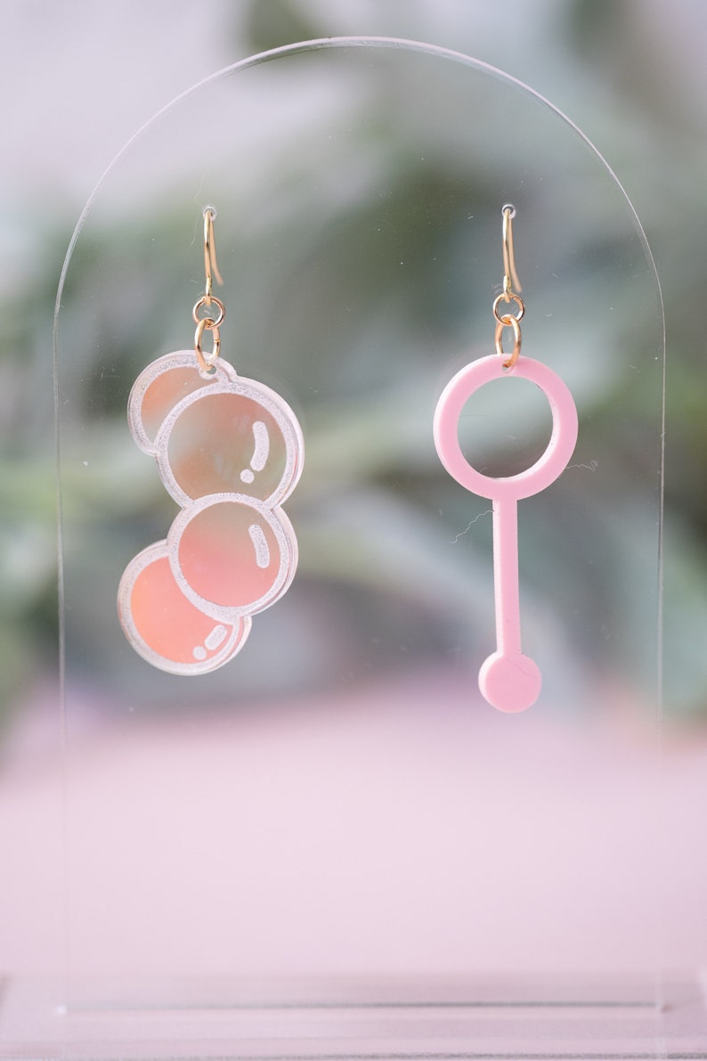 Whimsical Bubble Wand Spring Earring SVG for laser cutters image 1