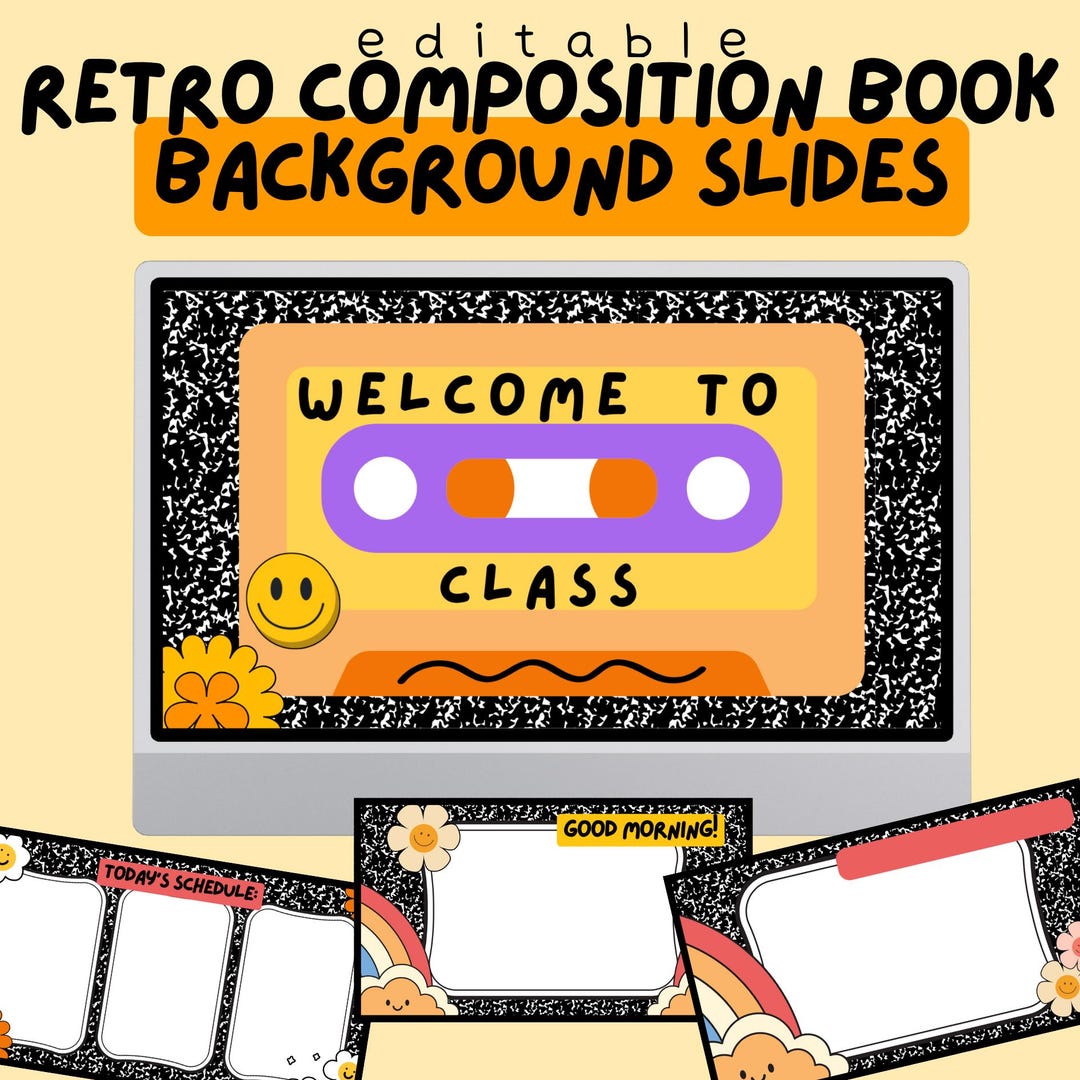 Retro Composition Book Google Powerpoint Canva Slide Backgrounds Back ...