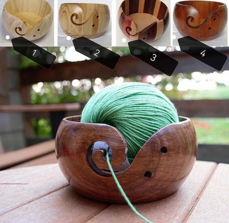 Yarn Bowl Crochet Organizer Wooden Yarn Holder Non Slip Eco-friendly New Handmade DIY For Knitting Crochet Skeins image 10