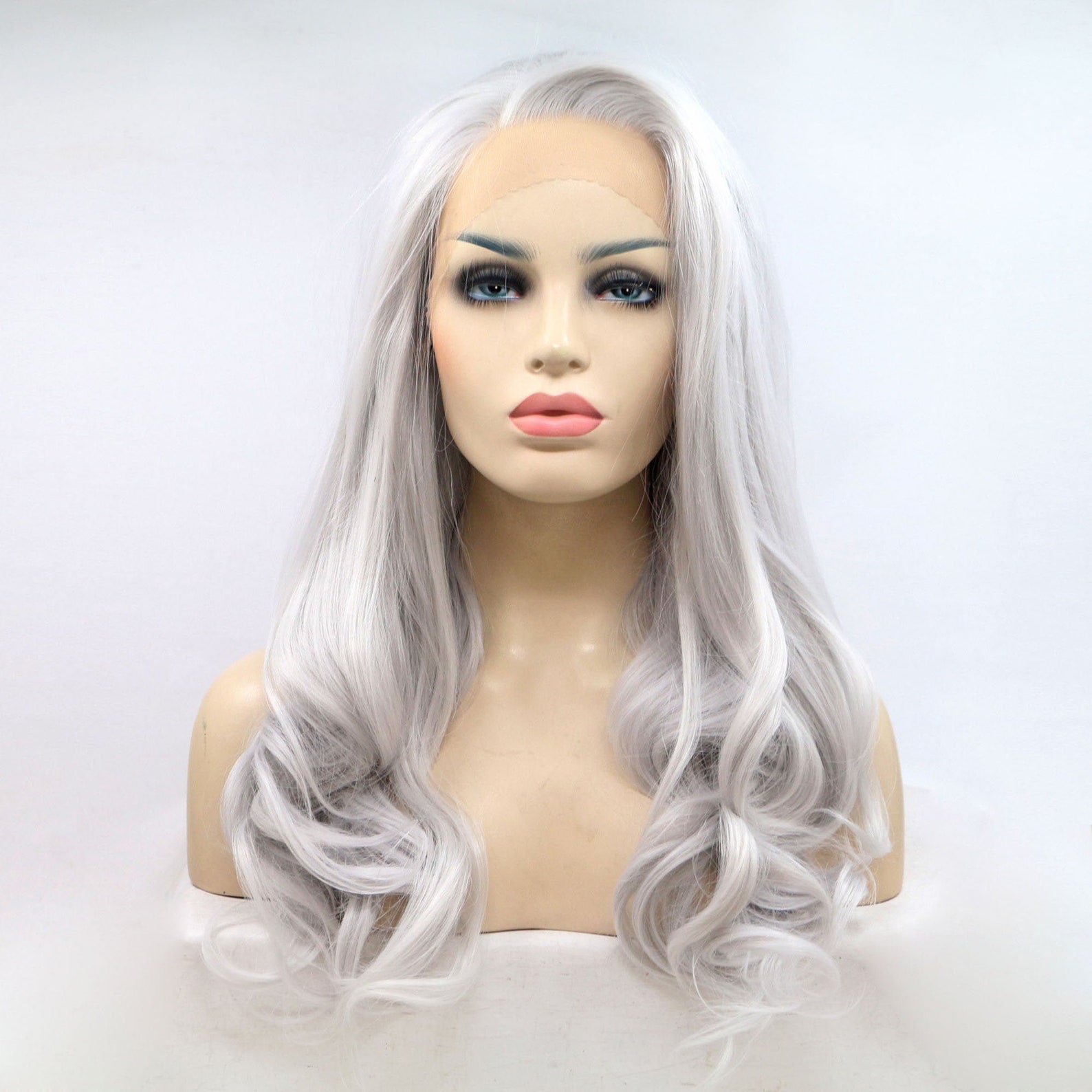 Silver Gray Lace Front Wig Lace Front Wig Cute Ladies Wig 24 Etsy