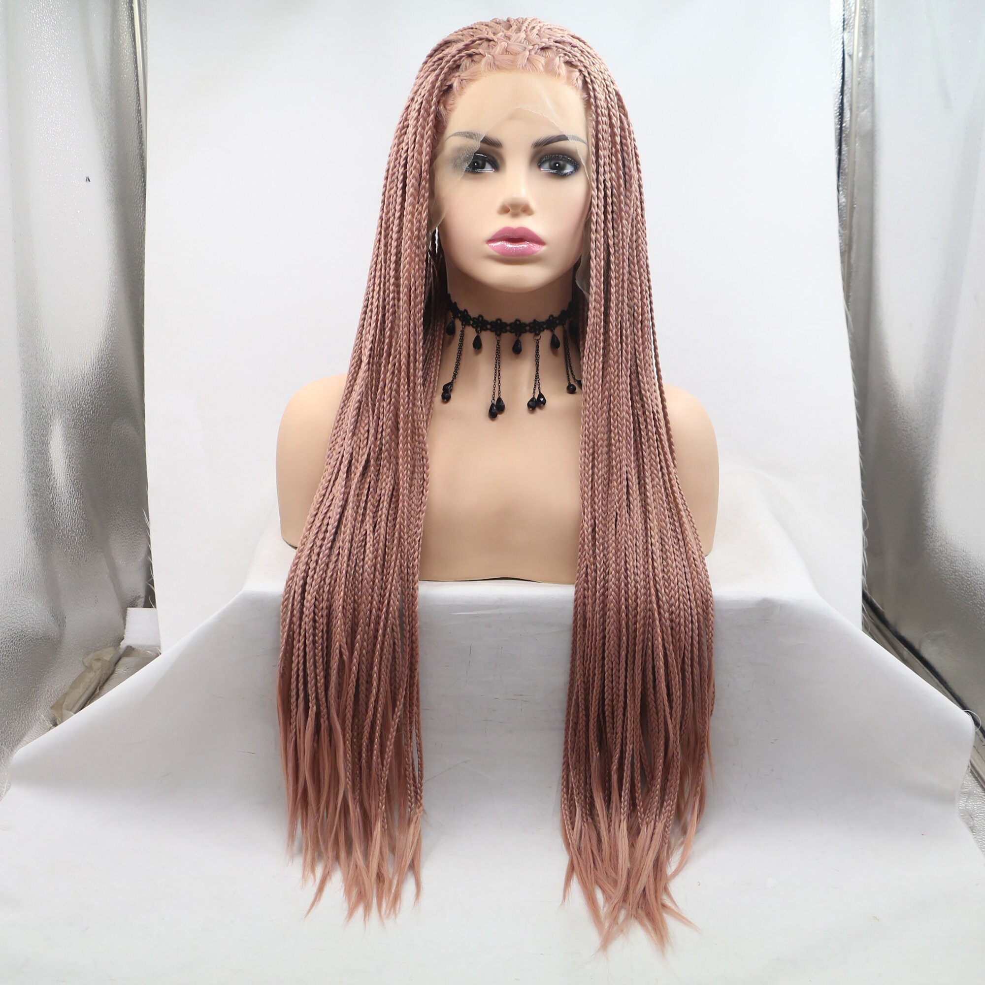 Rose Gold Front Lace Braided Wigs African Braided Hair Etsy