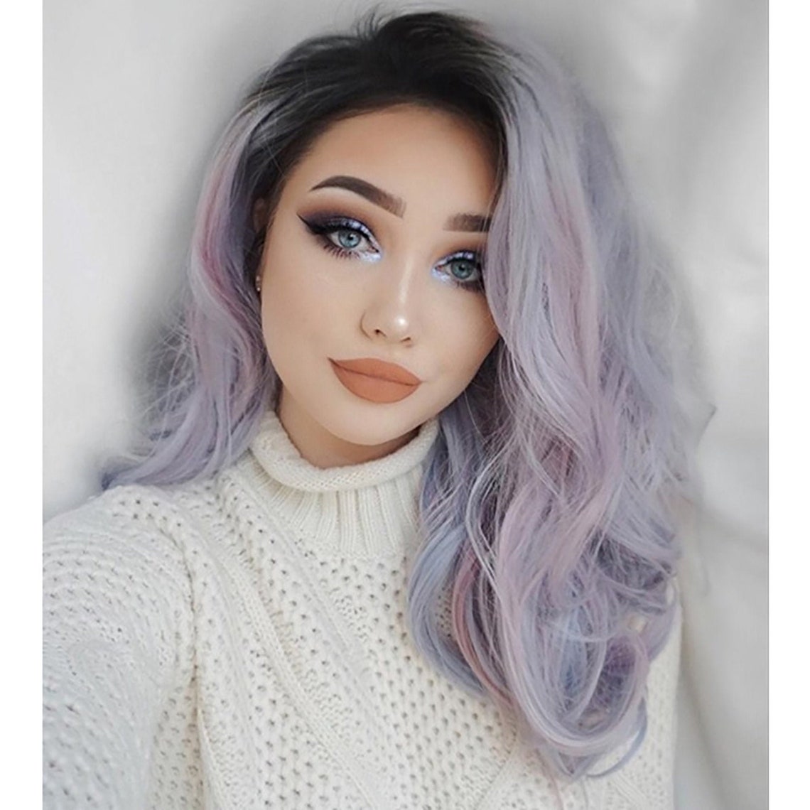 Pastel Wavy Wig Dreamlike Gradient Hair Natural Long Wavy Etsy