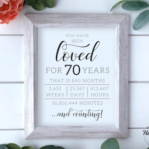 You Have Been Loved For 70 Years, 70th Birthday Sign, 70th Birthday Decor Sign, Birthday Party Sign, Birthday Gift Sign, Birthday Signage