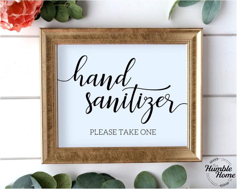 Cartello disinfettante per le mani, cartelli stampabili per matrimonio, per favore prendi un cartello, cartelli per cerimonia di matrimonio, download istantaneo, disinfettante per le mani per favore prendine uno immagine 3