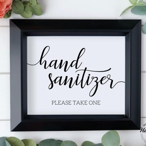 Cartello disinfettante per le mani, cartelli stampabili per matrimonio, per favore prendi un cartello, cartelli per cerimonia di matrimonio, download istantaneo, disinfettante per le mani per favore prendine uno immagine 2