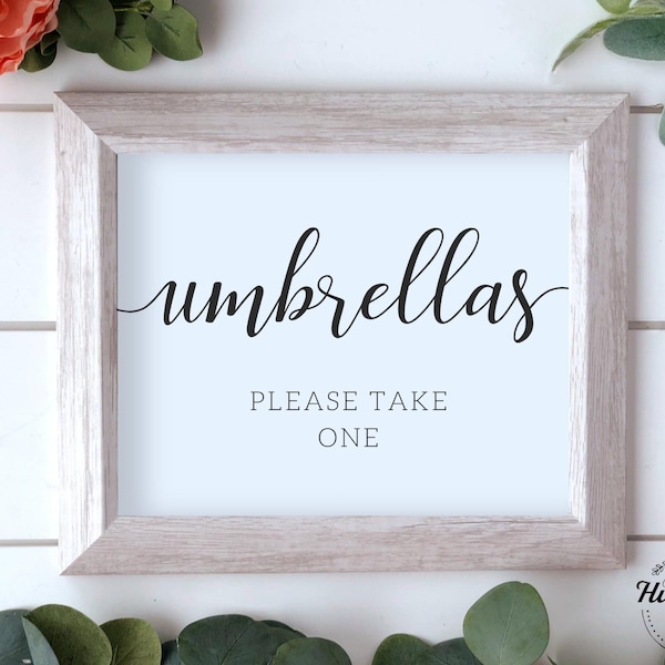 Umbrellas Please Take One Sign, Umbrellas Sign For Wedding, Outdoor Wedding Signs, Wedding Umbrella Sign, Umbrella Sign