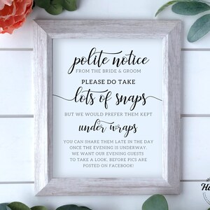Please Do Take Lots of Snaps But We Would Prefer Them Kept Under Wraps sign, Wedding Social Media Sign, Wedding No Photos Sign, Wedding Sign