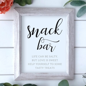 Snack Bar Sign, Life Can Be Salty But Love Is Sweet, Wedding Snack Bar, Late Night Snacks Sign, Wedding Snacks Table Sign