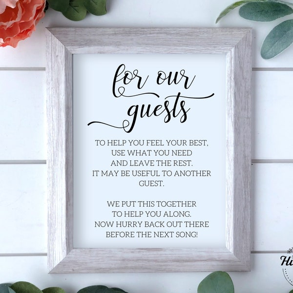 For Our Guests Bathroom Sign, Wedding Bathroom Basket Sign, Wedding Bathroom Sign, Wedding Restroom Sign, Bathroom Signage, Digital Sign