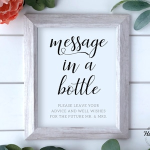 Message In A Bottle Sign, Advice And Well Wishes Sign, Bottle Guestbook Sign, Wedding Wishes Sign, Bottle Guestbook, Advice and Wishes