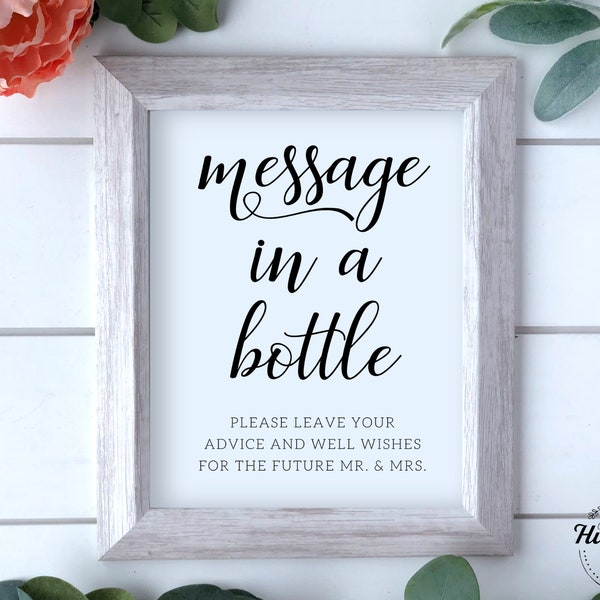 Message In A Bottle Sign, Advice And Well Wishes Sign, Bottle Guestbook Sign, Wedding Wishes Sign, Bottle Guestbook, Advice and Wishes