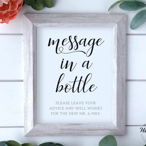 Message In A Bottle Sign, Advice And Well Wishes Sign, Bottle Guestbook Sign, Wedding Wishes Sign, Bottle Guestbook, Advice and Wishes