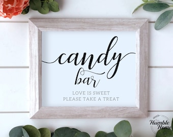 Candy Bar Love Is Sweet Please Take A Treat Sign, Candy Bar Sign, Wedding Signs, Sweets Table Sign, Dessert Table Sign, Instant Download