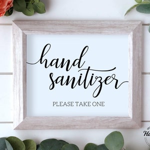 Cartello disinfettante per le mani, cartelli stampabili per matrimonio, per favore prendi un cartello, cartelli per cerimonia di matrimonio, download istantaneo, disinfettante per le mani per favore prendine uno immagine 1
