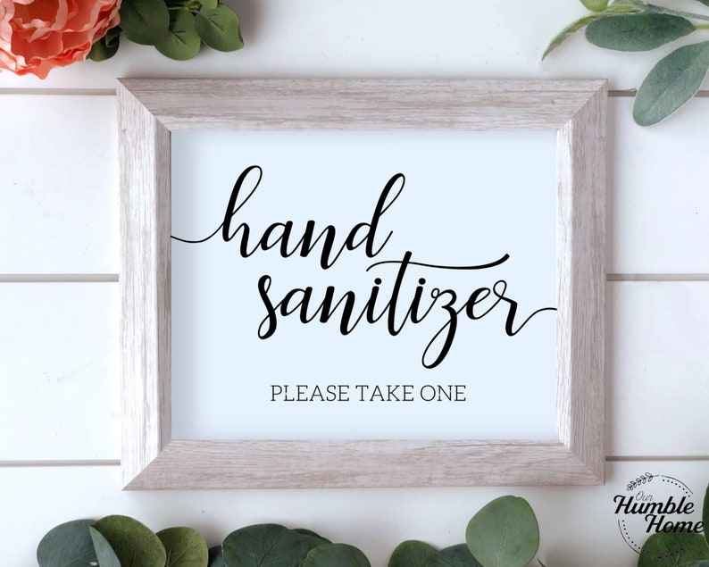 Cartello disinfettante per le mani, cartelli stampabili per matrimonio, per favore prendi un cartello, cartelli per cerimonia di matrimonio, download istantaneo, disinfettante per le mani per favore prendine uno immagine 1